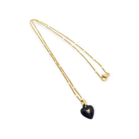 necklace copper and black heart2
